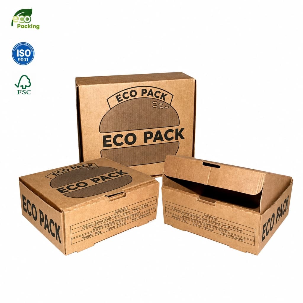 Food packaging boxes made from corrugated material