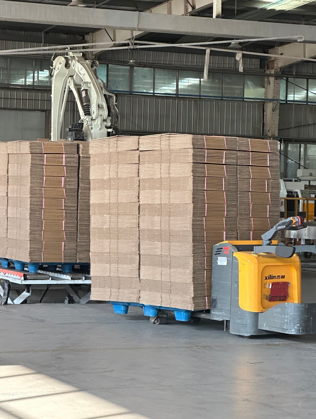 Corrugated material stock prepared for packaging production